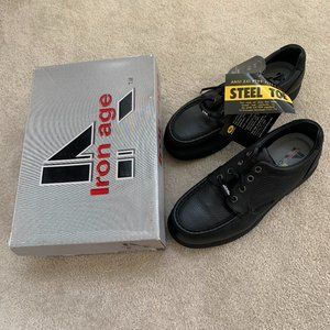 Iron Age men size 8 steel toe leather work shoes black